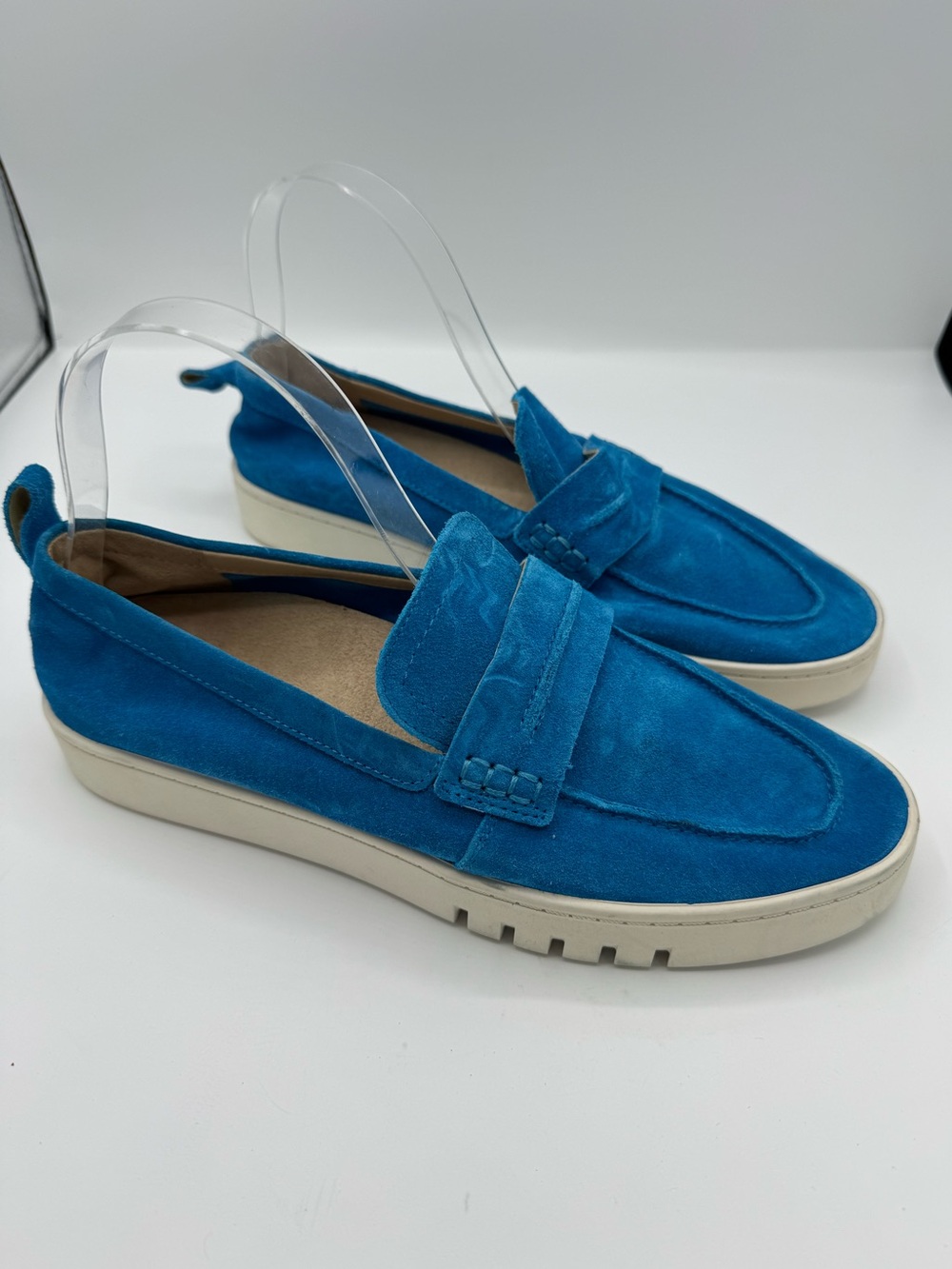 Vionic Chantel Penny Slip-on Loafers electric blue suede Leather size 9 comfort